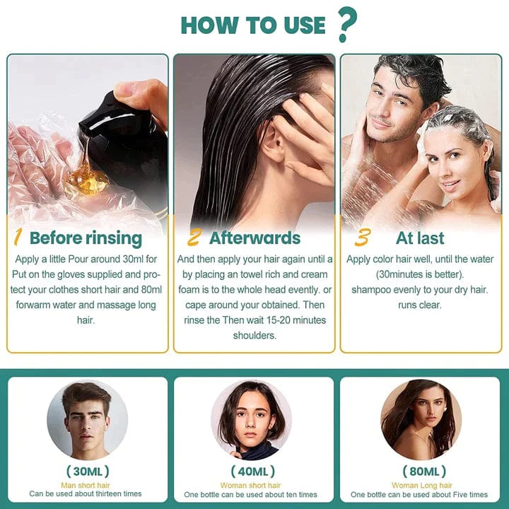 3-in-1 Black Hair Dye Shampoo (Ayurvedic No Side Effect) - 100% Grey Coverage