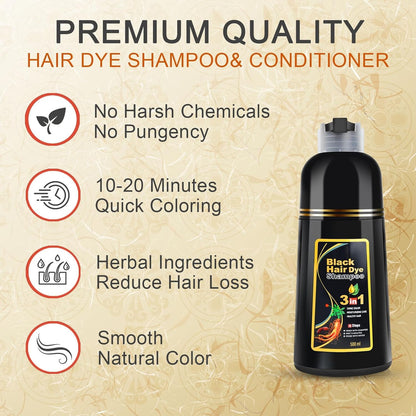 SilkPulse™ 3 in 1 Black Hair Dye Shampoo (Pack of 2)