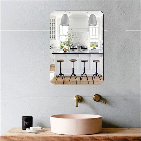 Mirror Sticker for Wall (Oval+Rectangular) - Pack of 2