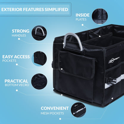 Cubent 'Trunk Master' - Multi-Compartment Car Organizer for Garage, Sedan, SUV, Minivan