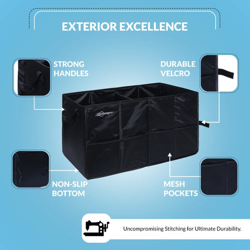 Cubent 'Trunk Master' - Multi-Compartment Car Organizer for Garage, Sedan, SUV, Minivan