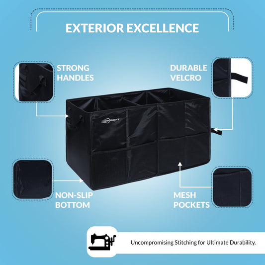 Cubent 'Trunk Master' - Multi-Compartment Car Organizer for Garage, Sedan, SUV, Minivan