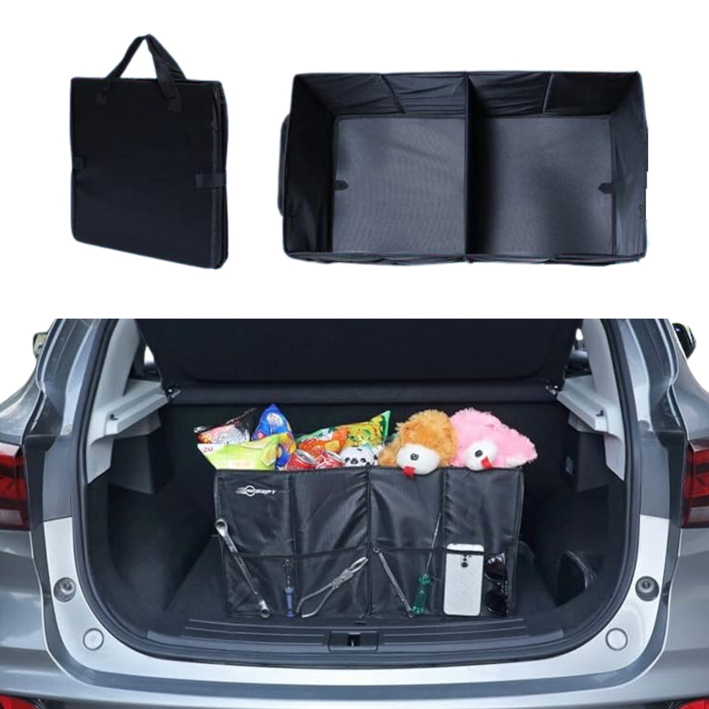Cubent 'Trunk Master' - Multi-Compartment Car Organizer for Garage, Sedan, SUV, Minivan