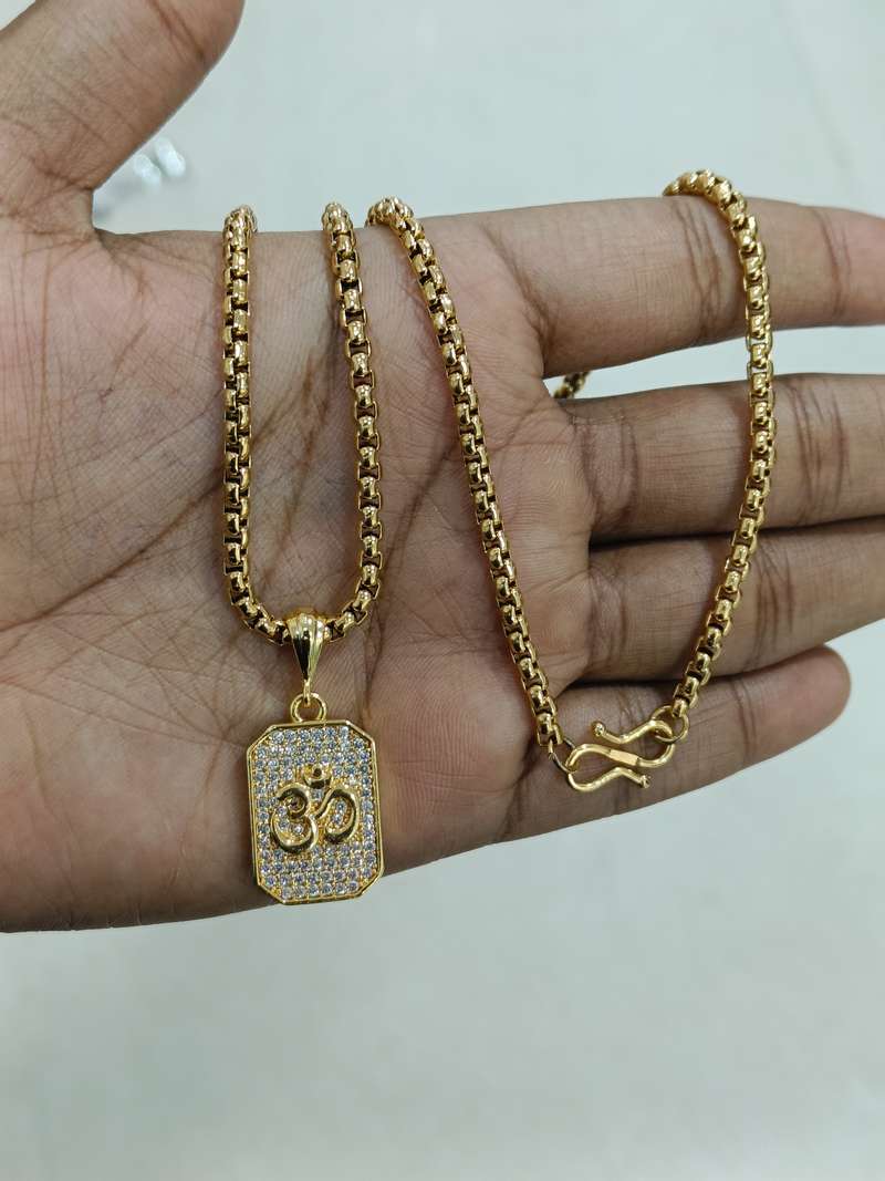 Premium Aum Diamond Pendant Gold Chain